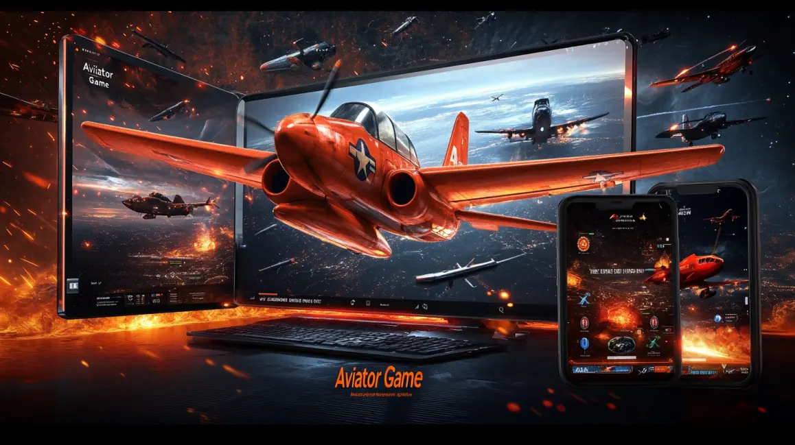 A Modern Gaming Experience with Aviator at Q789. The 'Aviator Game' is showcased on a variety of high-tech devices, with a red plane at the center, promising a fast, modern, and reliable gaming experience for all Q789 players.
